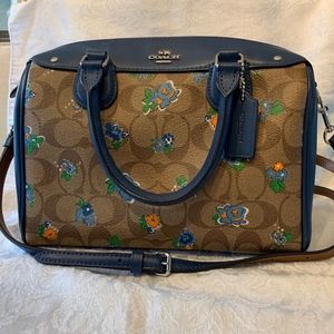 Coach Blue Floral Mini Bennett Satchel